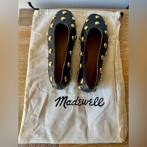 NEW! MADEWELL Women’s The Mylie Ballet Flat True Black Gold Dome Studs Size 6.5